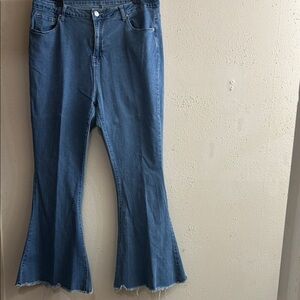 SHEIN Blue Wide Leg Flare Jeans